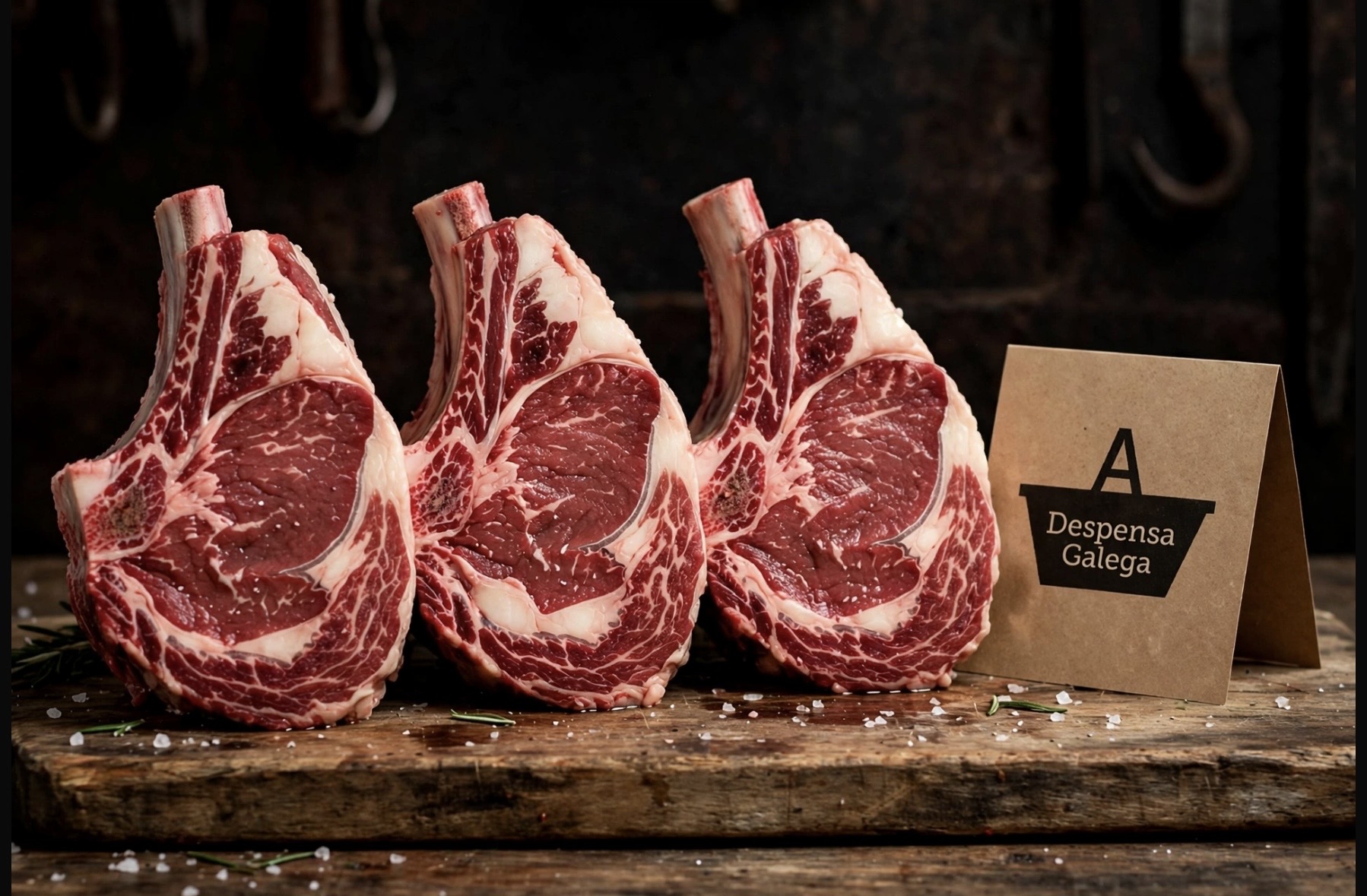 Chuletas de ternera fotografiadas en Despensa Galega